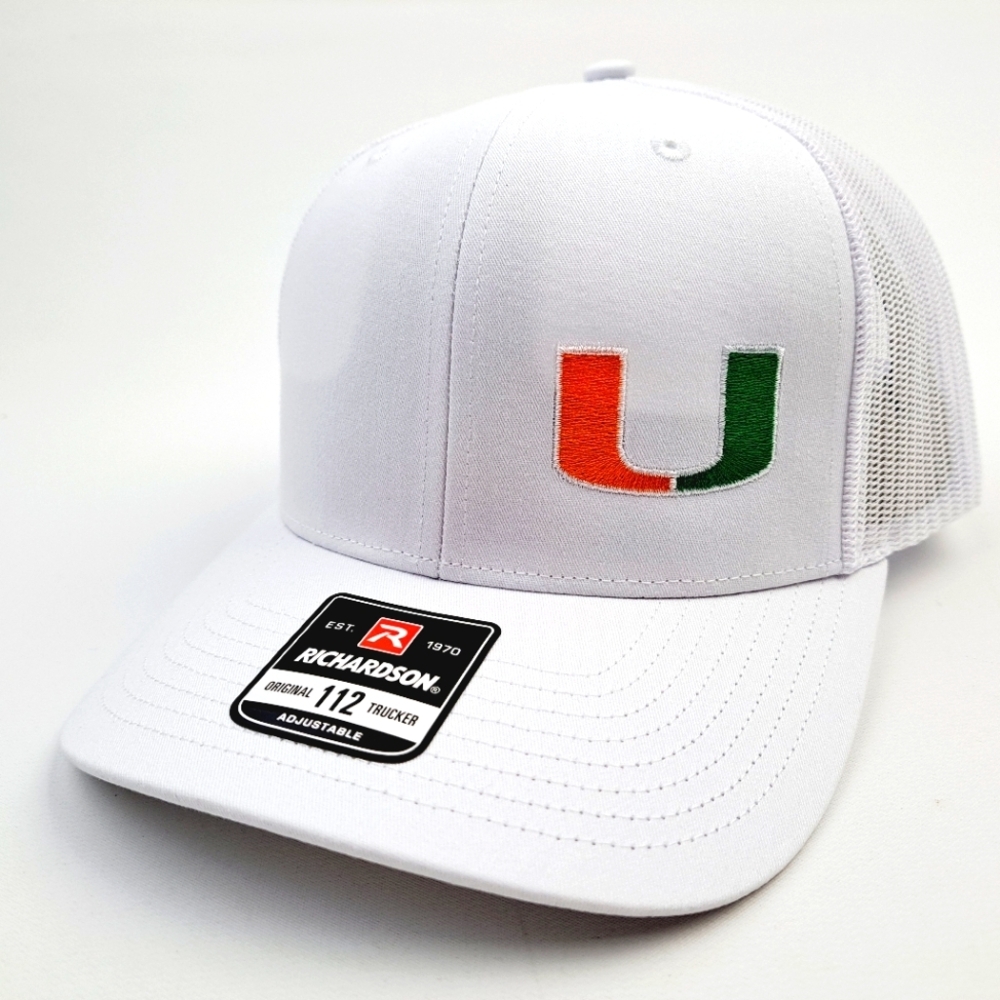 Miami Hurricanes Richardson 112 Trucker Mesh Snapback Cap Hat Emb…